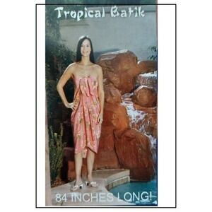 Tropical Batik Scarf Dress One Size Multiple Way Wrap Sarong Hawaiian‎ Vacation